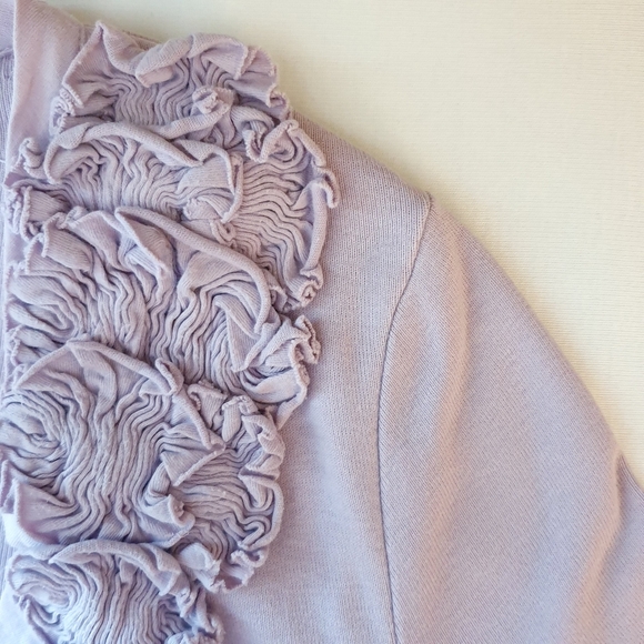 J. Crew Button Cardigan XS Women's Lavender  Shoulder Flower 3/4 Sleeves V Neck - Picture 6 of 12